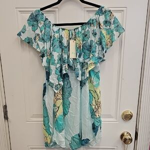 Maaji, Blue, Green, Floral, Dress, Summer, Swim, Cover Up, Lightweight, Travel